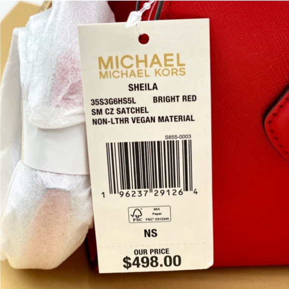 Michael Kors Small Sheila Center Zip Satchel Crossbody Bag Red - Picture 14 of 16